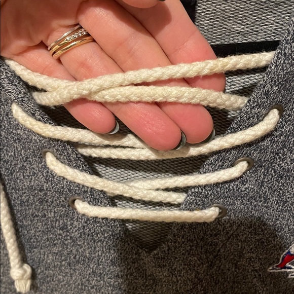 Gray Patriots Hoodie with Lace-Up Neck - Picture 3 of 4